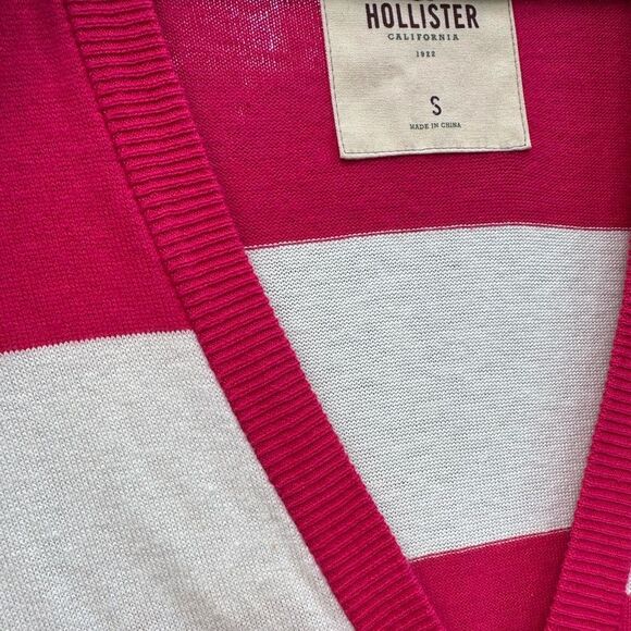 Hollister California Pink & White Stripe V Neck Button Down Cardigan Small - Picture 6 of 6